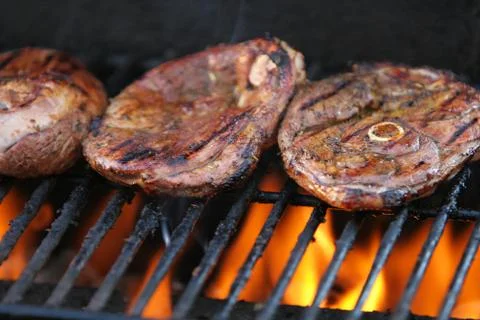 Meat and flame Stock Photos