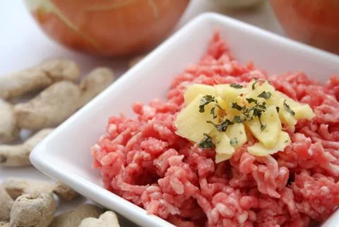 Meat and ginger Stock Photos