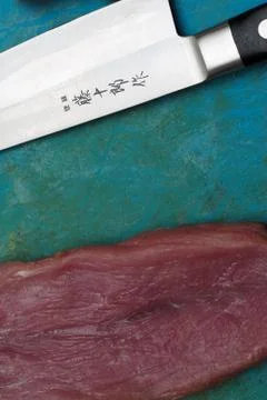 Meat and knife Stock Photos