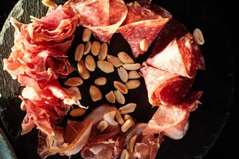 Meat and nuts 스톡 사진