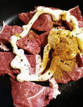 Meat and Spices Stock Photos