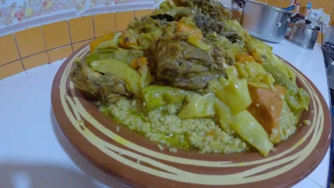 Meat and vegetable couscous Stock Footage 243915540