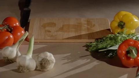 Meat and vegetables in the kitchen. Stock Footage 91854537