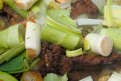 Meat and vegetables Stock Photos