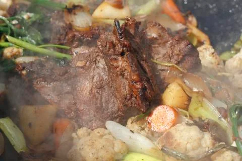 Meat and vegetables Stock Photos