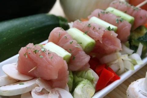 Meat and vegetables Stock Photos