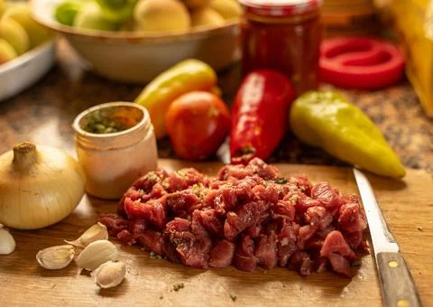 Meat and vegetables Stock Photos