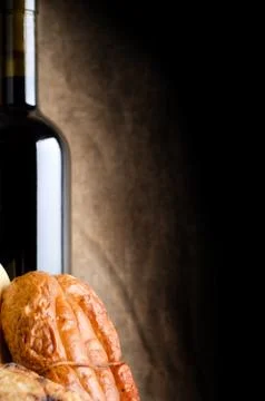 Meat and wine Stock Photos