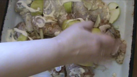 Meat with apples Stock Footage 911871