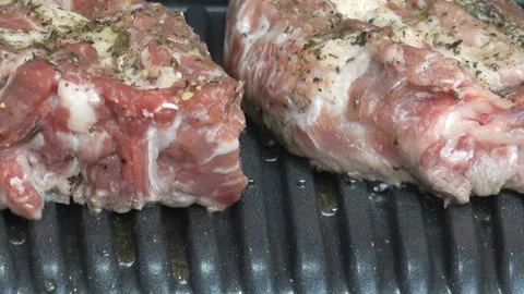 Meat are grilled close-up. Stock Footage 201029115