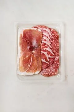 Meat assorti in packaging Stock Photos
