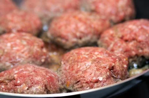 Meat balls of beef in a pan Foto stock
