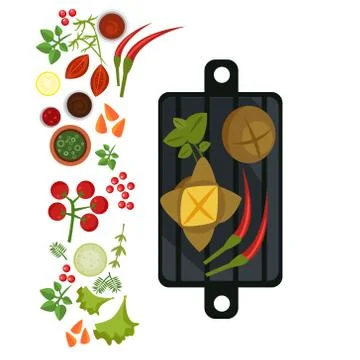 Meat Balls on Plate. Vector Illustration Stock Illustration