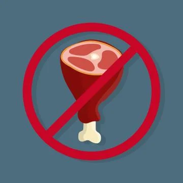 Meat Ban Icon. Prohibited, Without Meat. Thigh Meat. Vector illustration. Stock Illustration