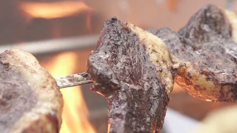 Meat on barbecue Stock Footage 82022829