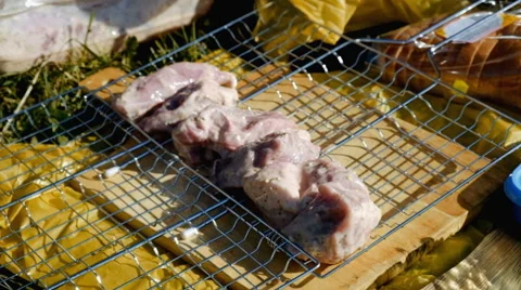 Meat on the barbecue grill Stock Footage 63431332