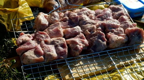 Meat on the barbecue grill Stock Footage 63431355