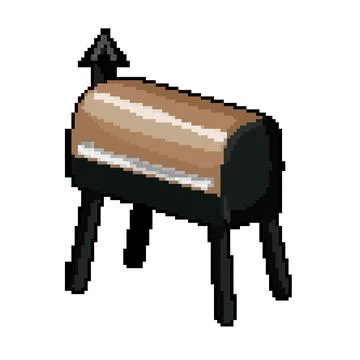 Meat barbecue grill pixel art vector illustration Stock Illustration