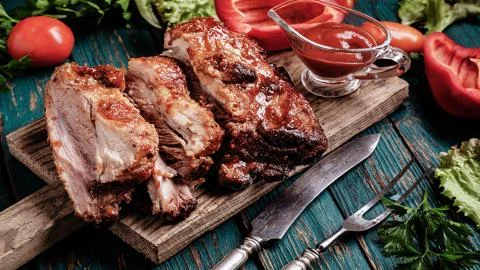 Meat on the barbecue Foto stock