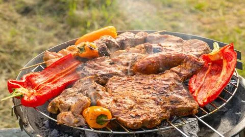 Meat on the barbecue Foto stock