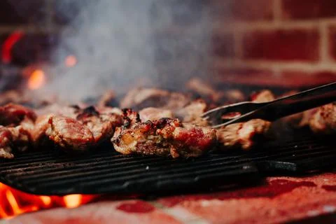 Meat on the Barbecue Stock Photos