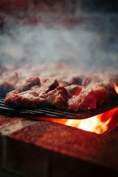 Meat on the Barbecue Stock Photos
