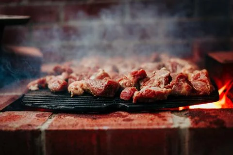 Meat on the Barbecue Stock Photos