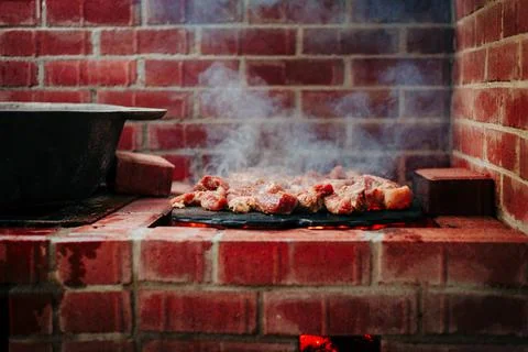 Meat on the Barbecue Stock Photos