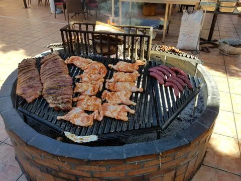 Meat on barbeque Stock Photos