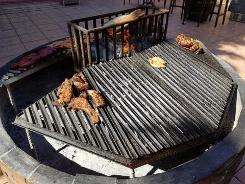 Meat on barbeque Stock Photos