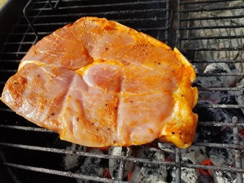 Meat on barbeque Stock Photos