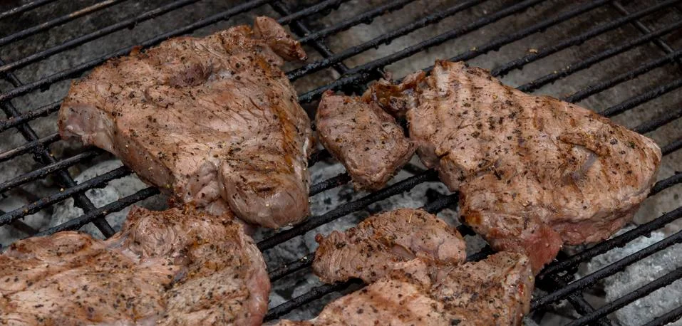 Meat on the Barbeque Stock Photos