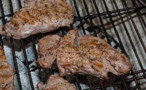 Meat on the Barbeque Stock Photos