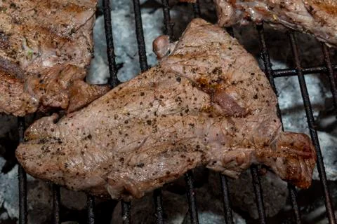 Meat on the Barbeque Stock Photos