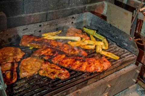 Meat on bbq Stock Photos