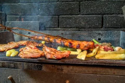 Meat on bbq Stock Photos