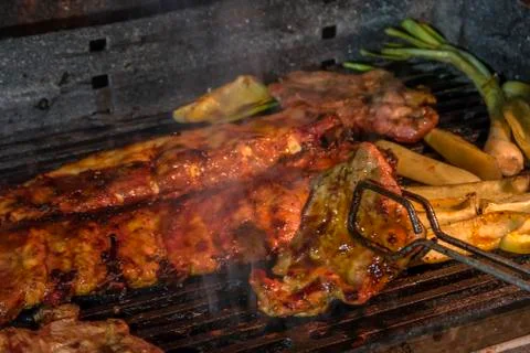 Meat on bbq Stock Photos