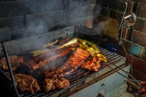Meat on bbq Stock Photos