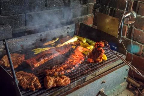 Meat on bbq Stock Photos