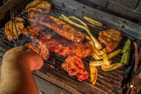Meat on bbq Stock Photos