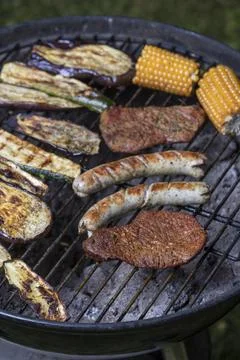 Meat on the bbq Stock Photos