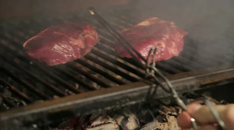 The meat to be roasted on the coals Stock Footage 48948168