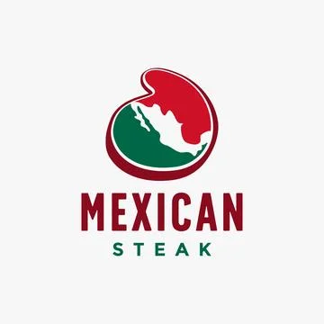 Meat beef with mexico flag map texture logo icon vector template Stock Illustration
