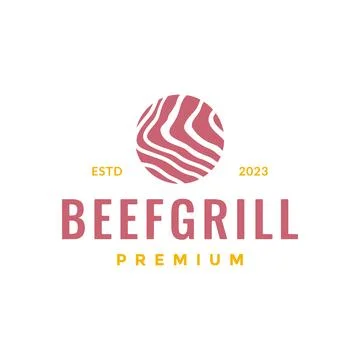 Meat beef texture marble quality simple colorful circle logo design vector .. Stock Illustration