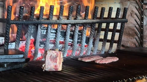 Meat being cooked on the grill Stock Footage 281099331