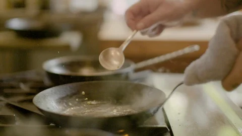 Meat being cooked in pan Stock Footage 87838472