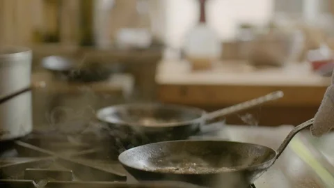 Meat being cooked in pan Stock Footage 87838516