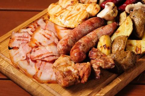 Meat board for beer Stock-Fotos