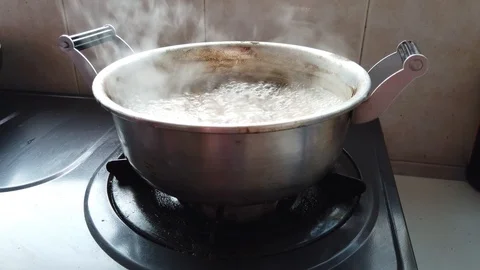 Meat boil in a pot. Stock Footage 105400442