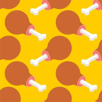 Meat on bone seamless pattern . Piece of beef background. Pork ham texture. F Stock Illustration